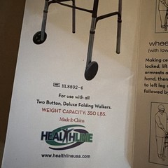 HEALTHLINE Junior Folding Walker Lightweight Deluxe 2 Button 5inch Wheels NEW