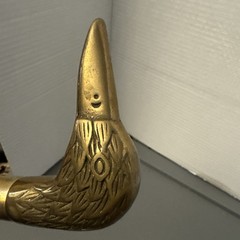Vintage Brass Duck Mallard Head Wood Cane Walking Stick 34.5” pre owned
