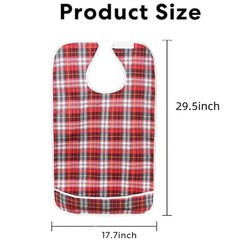 FUNSPIREN 2Pcs Adult Bibs for Elderly, Men, Women,Reusable Red+khaki