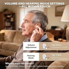 ABLEGRID Rechargeable OTC Hearing Aids for Seniors Adults, In-Ear Touch Control