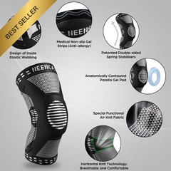 NEENCA Professional Knee Brace for Pain Relief, Medical X-Large, Black