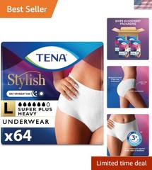 TENA Women’s Super Plus Incontinence Underwear, Large Size 64 Count, Stylish …