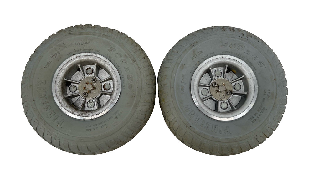 PAIR REAR DRIVE WHEELS TIRES 260X85 Shoprider Steamer Power Chair Parts