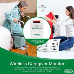 Smart Caregiver Cordless Bed Exit Monitoring System Alarm with Wireless 10in x