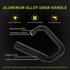 Front & Rear Grab Handle Kit Aluminum Alloy Bar Safety Front, Black-1