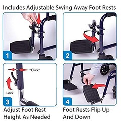 Healthline Wheelchair Swingaway Legrest Aluminum Footplates Heel Loops Pair