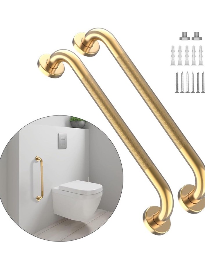 24 Inch anti Slip Shower Grab Bar Gold, 2PK Bathroom Grab Safety Bar 5-193