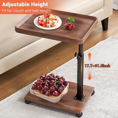 Garveelife C Table End Table Adjustable Height For Couch 360Swivel Tv Tray
