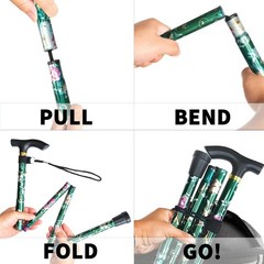 5-Height Adjustable Lightweight Folding Cane with Wrist Strap for Seniors