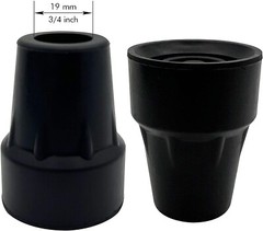 Cane Tips – Skid-resistant Rubber – Metal Reinforced – 3/4 Inch (Pack of 2