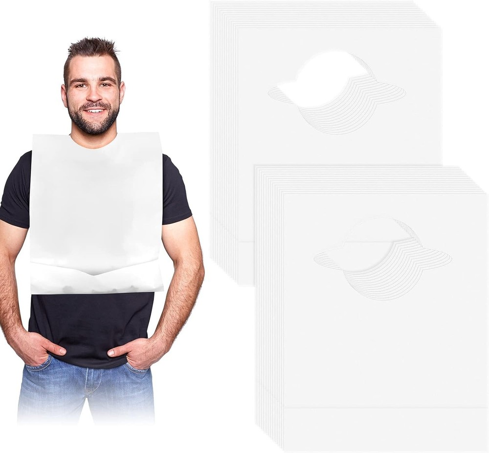 Disposable Adult Bibs 50‑Pack 13×18in Waterproof with Crumb Catcher