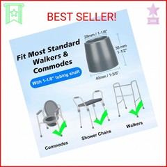 supregear Rubber Walker Tips – Walker Feet Replacement – Walker Leg Caps – Heavy