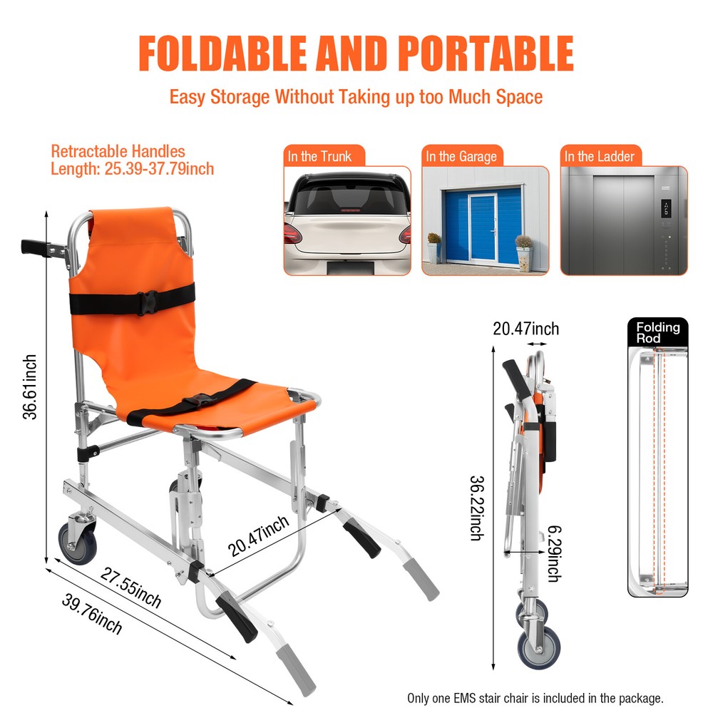 Foldable Stair Chair Portable Climbing Wheelchair Stair Chair Load 159kg/350.5lb