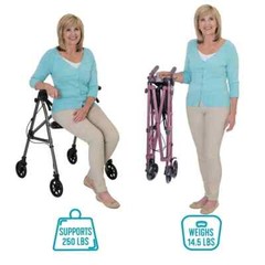 Able Life Space Saver Rollator, Lightweight Folding Mobility Rolling Walker