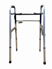 Guardian 2-Wheel Folding Adjustable Height Aluminum Walking Frame Silver Gray