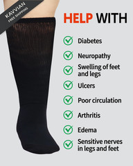 YOKEEP Diabetic Socks for Women & Men Extra Wide, 2 X-Large, A-black-2pairs