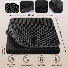 19×19″ Gel Seat Cushion, Extra Large Pressure Relief Chair Pad for Home Office C
