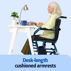 Medline Ultra Lightweight Transport Wheelchair for Adults, 19in Seat – Blue