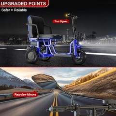 700W 3-Wheel Foldable Senior Mobility Scooter 20Miles 15mph W/O Airplane Battery