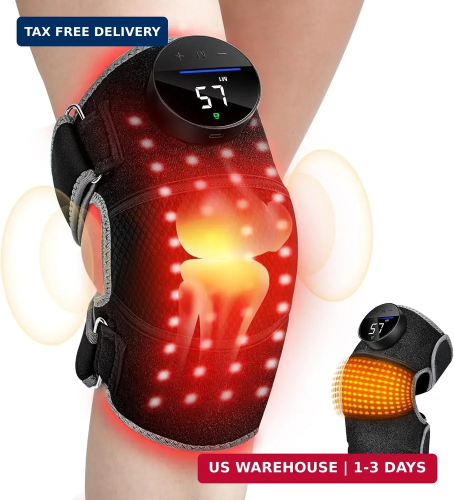 Red Light Therapy Knee Brace with Heat & Vibration Massage, 6 Red Light Modes wi