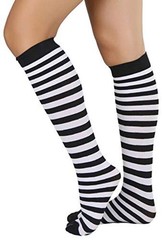 Women’s Horizontal One Size Classic Horizontal Black & White Striped Socks