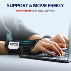 FEATOL 2 Pack Carpal Tunnel Wrist Brace for Work with Wrist Splint, 6.5“ Wrist