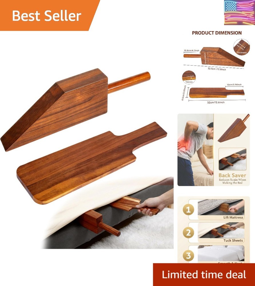 Mattress Lifter Tool for Changing Sheets, Acacia Wood Mattress Lifter Tool Ma…