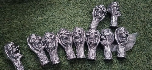 LOT OF 10 PCS HEAD HANDLE DESIGN FOR WALKING SILVER WOOD STICK CANES GIFT