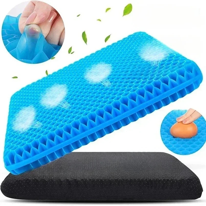 Double Thick Gel Seat Cushion Egg Honeycomb Cooling Chair Car Office Pad