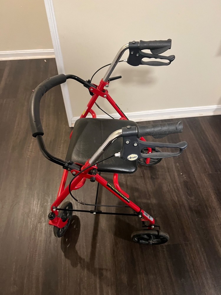 Drive Medical Adjustable Height Rollator with 6 Inches Wheels – Red (RTL10261RD)