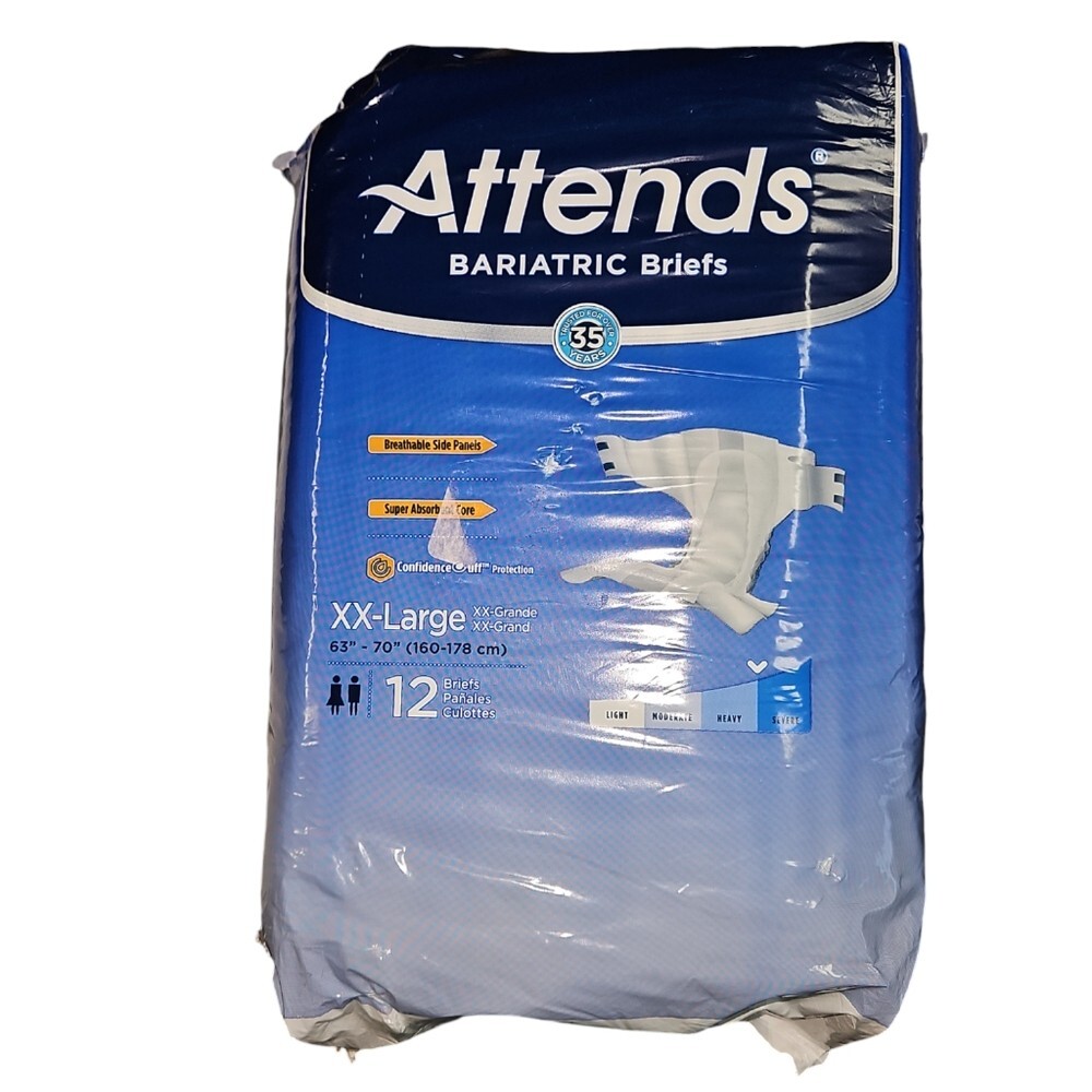 Attends Bariatric Briefs XX-Large Pack of 12 Unisex NEW