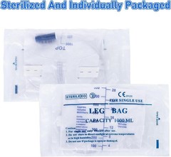 10pcs 1000ml Sterile Urinary Drainage Bags Anti-Reflux Valve & Straps Men Women
