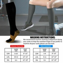 3 Pairs Compression Socks Copper Fit Knee High 20-30mmHg Energy Support Recover