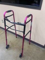 Lumex Adult Walker with Wheels, Color: Hot Pink / open box – new