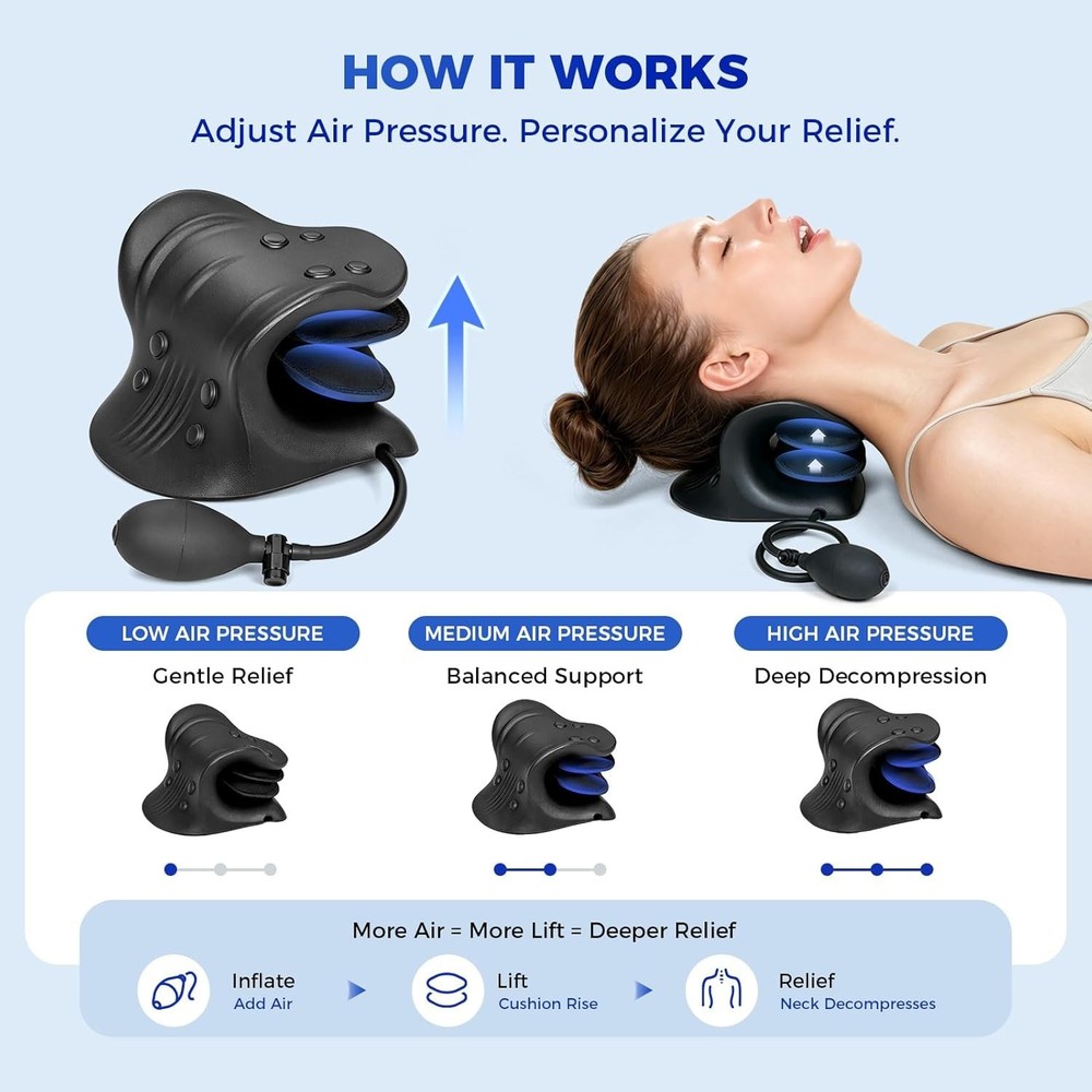 Neck Stretcher Inflatable Air Traction Device Cervical Pain Relief Pillow