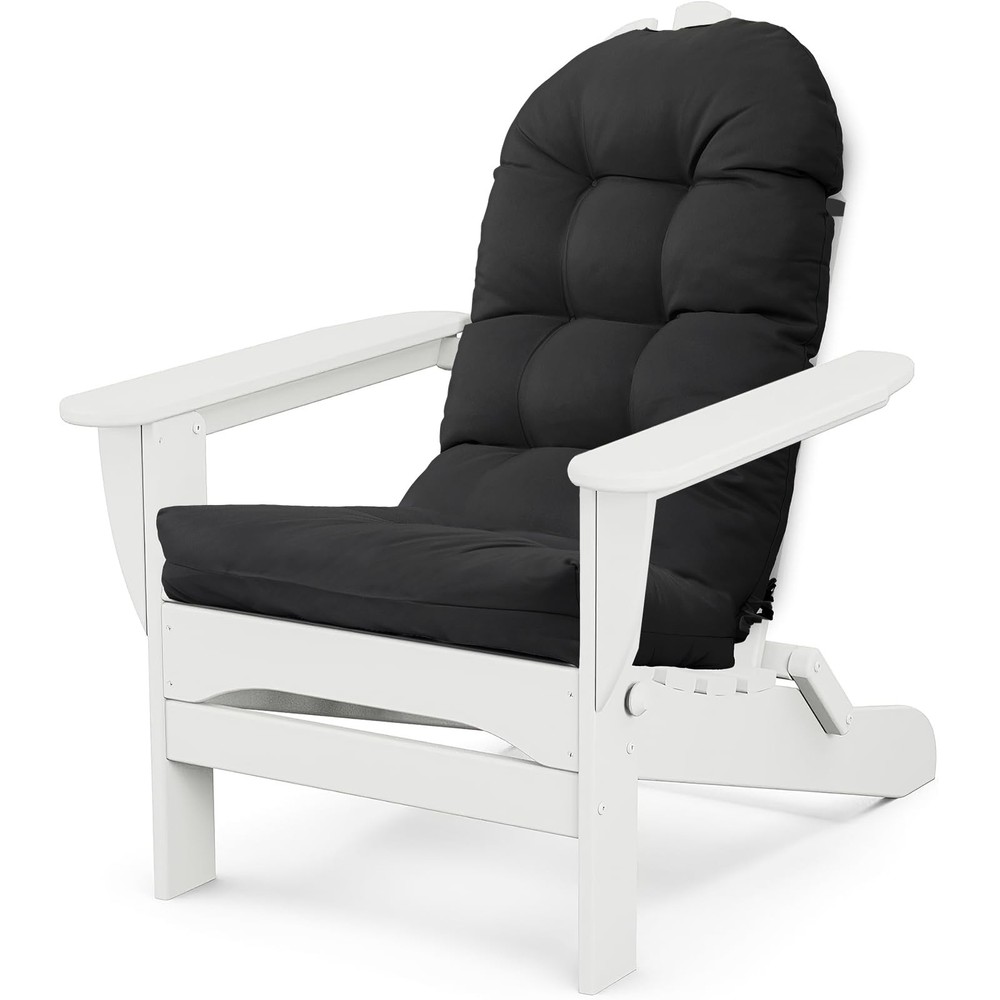 MQK Adirondack Chair Cushion, Thick Indoor/Outdoor Rocking 44x19in, Black
