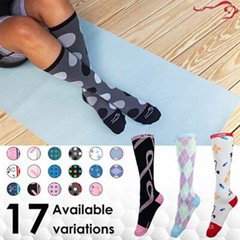 Argyle Compression Socks (12-15 mm/Hg) Anti-fatigue, Pink and Blue