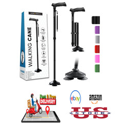 Walking Cane for Men and Women, Adjustable Aluminum Foldable Support Stick