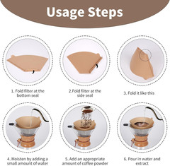 Disposable #4 Cone Coffee Filters, 100Pcs Unbleached Wood Pulp Paper, Compatible