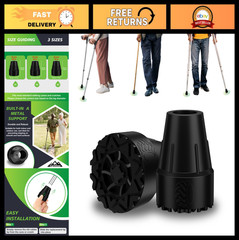 Heavy Duty 3/4″ Rubber Cane Tips – 2 Pack Non-Slip Replacement for Canes & Crutc