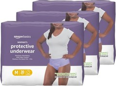 Amazon Basics Incontinence Underwear for Women, Medium – 60 Count