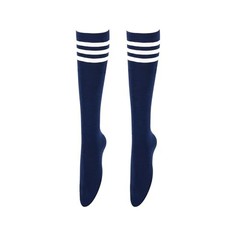 Womens Stripes Knee High Tube Socks Casual Athletic Sport Socks One Size Navy