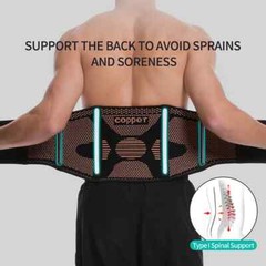 Copper Lumbar Waist Support Brace Belt Lower Back Pain Relief for Men Women