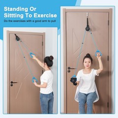 Fanwer Shoulder Pulley for Physical Therapy, Over The Door Big Pulley, Blue
