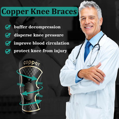 Copper Knee Braces for Women and Men 2 Pack, Knee Compression Sleeve for Knee Pa