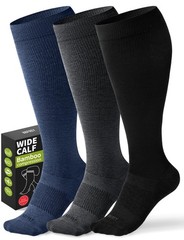 Wide Calf Compression Socks 20-30 mmHg for Men & Women – Bamboo Knee High Suppor
