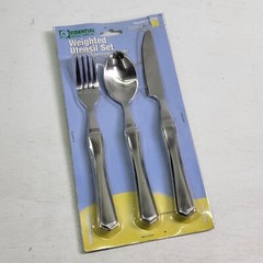Weighted Utensil Set Essential Medical Supply Spoon Fork Knife Stainless #L5006