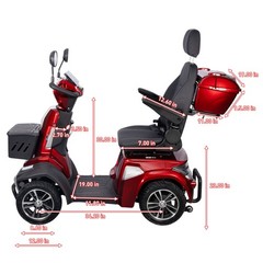 HS4W-B1R 500W Heavy Duty 4 Wheel Mobility Scooters 4 Speed for Seniors & Adults