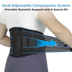 Back Brace for Lower Back Pain – Adjustable Breathable Lumbar Belt with 6 Rei…