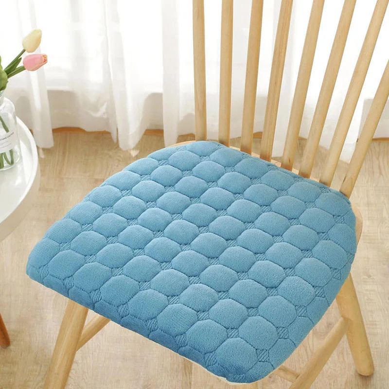 Corduroy Horseshoe Shape Thick Chair Cushion Nordic Solid Removable Washable Sea